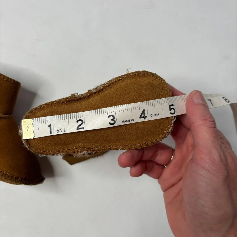 Cabelas Infant Boots Brown Suede‎ Sheepskin Lined Winter Baby Shoes 0-6 Months